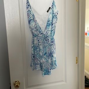 Blue tie wrap dress